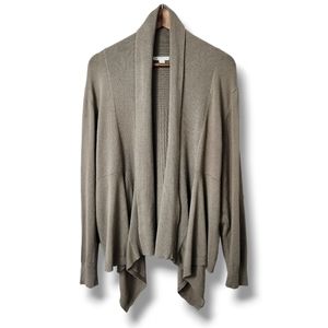 Cato Taupe Open Front Asymmetric Long Sleeve Cardigan Sweater | 18/20W
